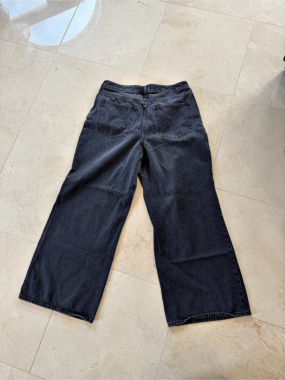 Abercrombie & Fitch Curve Love The Wide Leg High Rise Jeans Black Waist 32